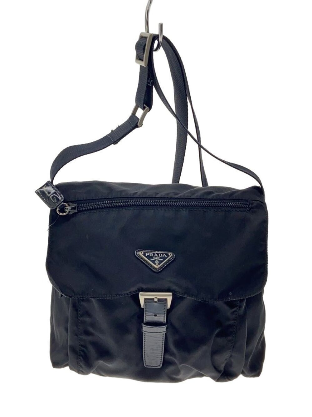 Prada Tessuto Saffiano Leather Shoulder Bag Black